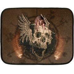 Awesome Creepy Skull With Rat And Wings Fleece Blanket (mini) by FantasyWorld7