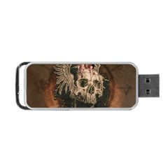 Awesome Creepy Skull With Rat And Wings Portable Usb Flash (two Sides) by FantasyWorld7