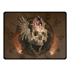 Awesome Creepy Skull With Rat And Wings Double Sided Fleece Blanket (small)  by FantasyWorld7