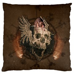 Awesome Creepy Skull With Rat And Wings Standard Flano Cushion Case (two Sides) by FantasyWorld7