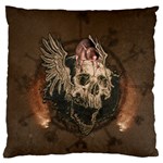 Awesome Creepy Skull With Rat And Wings Large Flano Cushion Case (One Side) Front