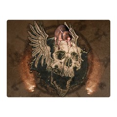 Awesome Creepy Skull With Rat And Wings Double Sided Flano Blanket (mini)  by FantasyWorld7