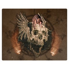 Awesome Creepy Skull With Rat And Wings Double Sided Flano Blanket (medium)  by FantasyWorld7