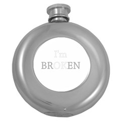 I Am Ok - Broken Round Hip Flask (5 Oz) by Valentinaart