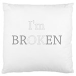 I am OK - Broken Large Flano Cushion Case (Two Sides) Back