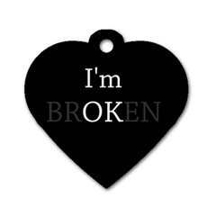 I Am Ok - Broken Dog Tag Heart (two Sides) by Valentinaart