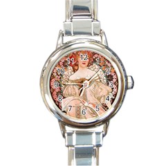 Alfons Mucha   F  Champenois Imprimeur ¨|diteur Round Italian Charm Watch by NouveauDesign