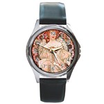 Alfons Mucha   F  Champenois Imprimeur ¨|diteur Round Metal Watch Front