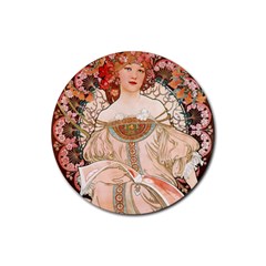 Alfons Mucha   F  Champenois Imprimeur ¨|diteur Rubber Coaster (round)  by NouveauDesign