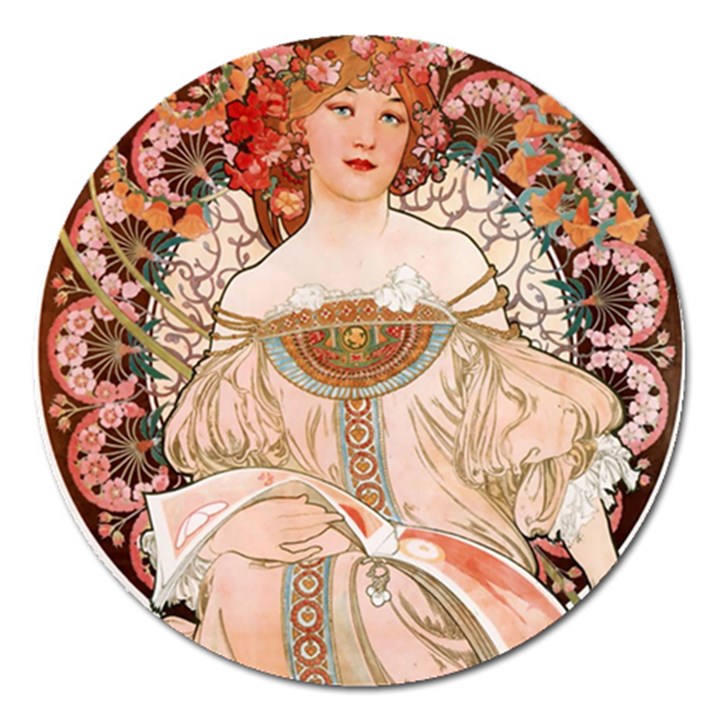 Alfons Mucha   F  Champenois Imprimeur ¨|diteur Magnet 5  (Round)