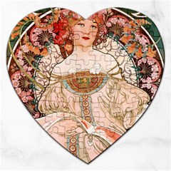 Alfons Mucha   F  Champenois Imprimeur ¨|diteur Jigsaw Puzzle (heart) by NouveauDesign