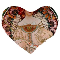 Alfons Mucha   F  Champenois Imprimeur ¨|diteur Large 19  Premium Heart Shape Cushions by NouveauDesign