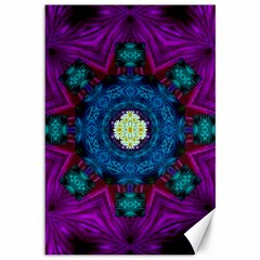 Sunshine Mandala And Fantasy Snow Floral Canvas 12  X 18   by pepitasart