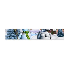 Funny, Cute Snowman And Snow Women In A Winter Landscape Flano Scarf (mini) by FantasyWorld7