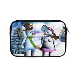 Funny, Cute Snowman And Snow Women In A Winter Landscape Apple Macbook Pro 13  Zipper Case by FantasyWorld7