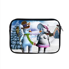 Funny, Cute Snowman And Snow Women In A Winter Landscape Apple Macbook Pro 15  Zipper Case by FantasyWorld7