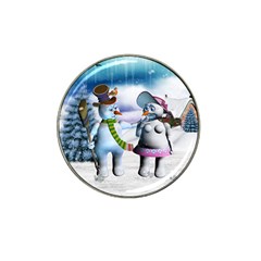 Funny, Cute Snowman And Snow Women In A Winter Landscape Hat Clip Ball Marker (4 Pack) by FantasyWorld7