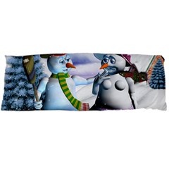 Funny, Cute Snowman And Snow Women In A Winter Landscape Body Pillow Case Dakimakura (two Sides) by FantasyWorld7