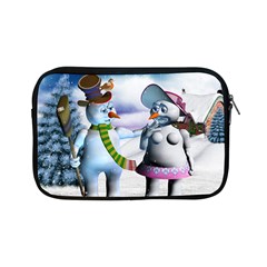 Funny, Cute Snowman And Snow Women In A Winter Landscape Apple Ipad Mini Zipper Cases by FantasyWorld7