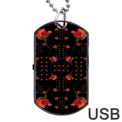 Roses From The Fantasy Garden Dog Tag Usb Flash (one Side) by pepitasart