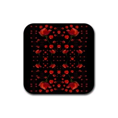 Pumkins And Roses From The Fantasy Garden Rubber Square Coaster (4 Pack)  by pepitasart