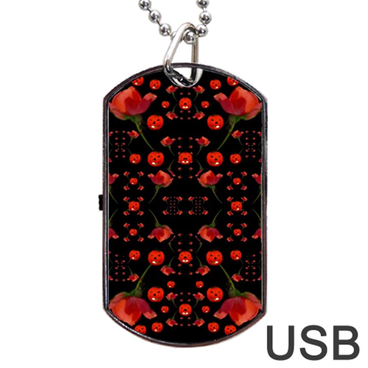 Pumkins And Roses From The Fantasy Garden Dog Tag USB Flash (Two Sides)