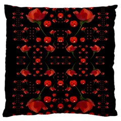 Pumkins And Roses From The Fantasy Garden Large Cushion Case (one Side) by pepitasart