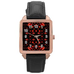 Pumkins And Roses From The Fantasy Garden Rose Gold Leather Watch  by pepitasart