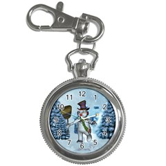 Funny Grimly Snowman In A Winter Landscape Key Chain Watches by FantasyWorld7