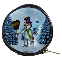 Funny Grimly Snowman In A Winter Landscape Mini Makeup Bags by FantasyWorld7