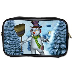 Funny Grimly Snowman In A Winter Landscape Toiletries Bags 2-side by FantasyWorld7