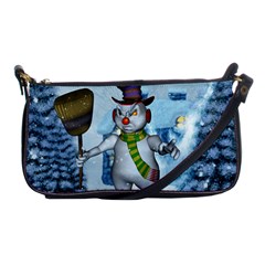 Funny Grimly Snowman In A Winter Landscape Shoulder Clutch Bags by FantasyWorld7