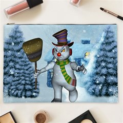 Funny Grimly Snowman In A Winter Landscape Cosmetic Bag (xxl)  by FantasyWorld7