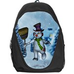 Funny Grimly Snowman In A Winter Landscape Backpack Bag Front