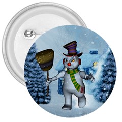 Funny Grimly Snowman In A Winter Landscape 3  Buttons by FantasyWorld7