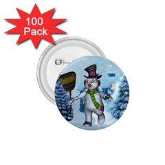 Funny Grimly Snowman In A Winter Landscape 1 75  Buttons (100 Pack)  by FantasyWorld7