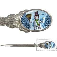 Funny Grimly Snowman In A Winter Landscape Letter Openers by FantasyWorld7