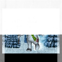 Funny Grimly Snowman In A Winter Landscape Rectangular Jigsaw Puzzl by FantasyWorld7