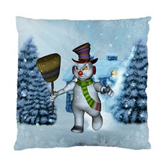 Funny Grimly Snowman In A Winter Landscape Standard Cushion Case (two Sides) by FantasyWorld7