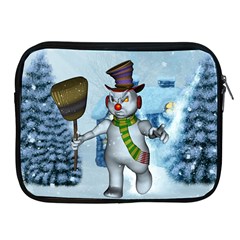 Funny Grimly Snowman In A Winter Landscape Apple Ipad 2/3/4 Zipper Cases by FantasyWorld7