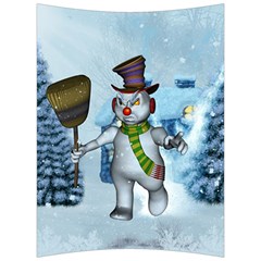 Funny Grimly Snowman In A Winter Landscape Back Support Cushion by FantasyWorld7