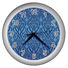 Art Nouveau Teal Wall Clocks (silver)  by NouveauDesign