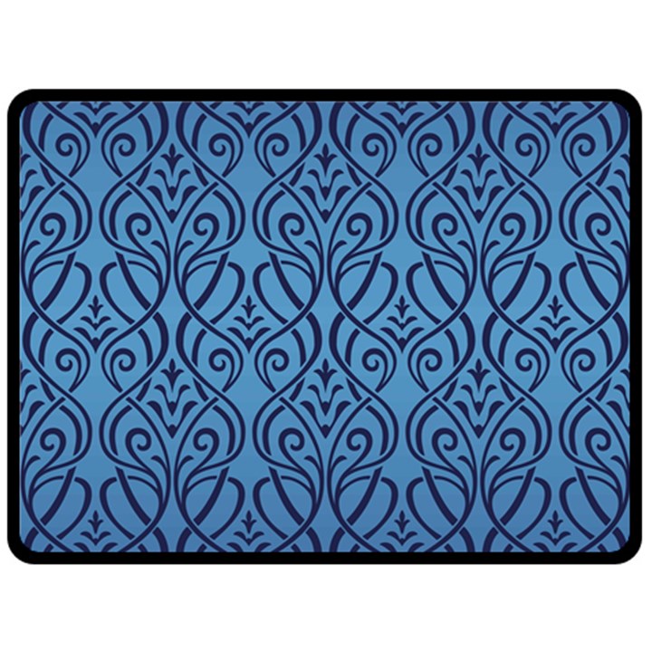 art nouveau teal Double Sided Fleece Blanket (Large) 