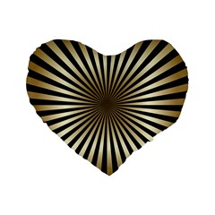 Art Deco Goldblack Standard 16  Premium Flano Heart Shape Cushions by NouveauDesign