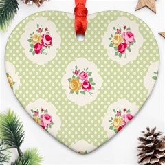 Green Shabby Chic Ornament (heart) by NouveauDesign