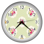 green shabby chic Wall Clocks (Silver)  Front