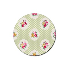 Green Shabby Chic Rubber Round Coaster (4 Pack)  by NouveauDesign