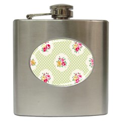 Green Shabby Chic Hip Flask (6 Oz) by NouveauDesign