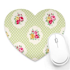 Green Shabby Chic Heart Mousepads by NouveauDesign