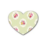 green shabby chic Heart Coaster (4 pack)  Front